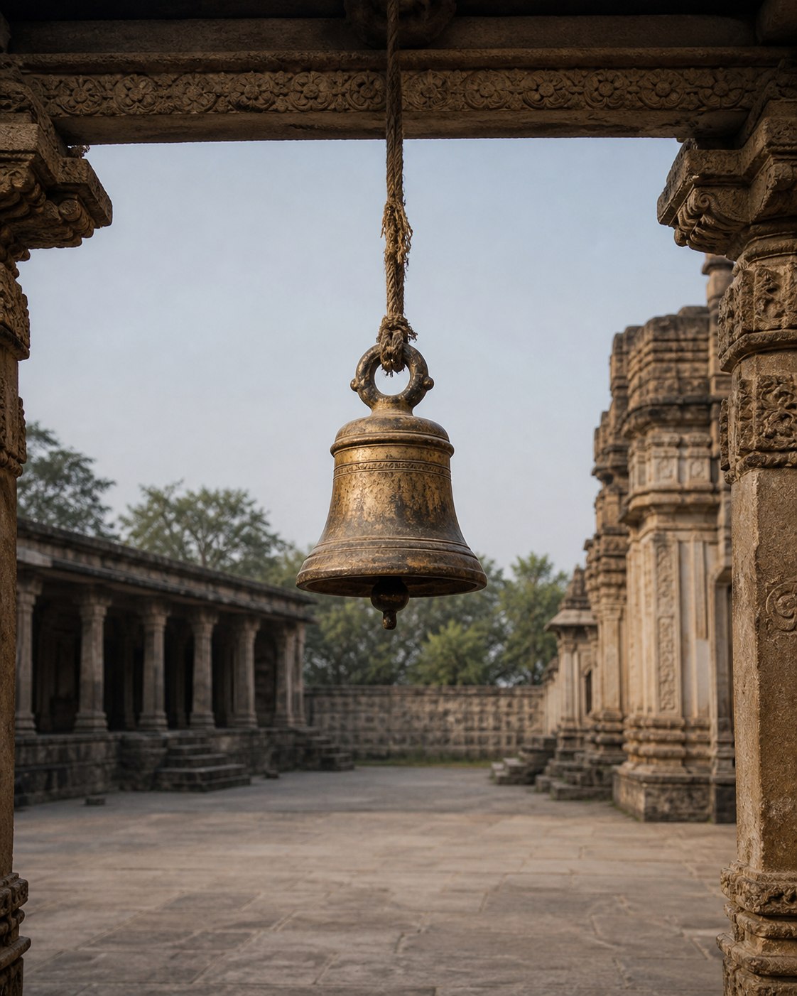 A temple bell at the devotional centre