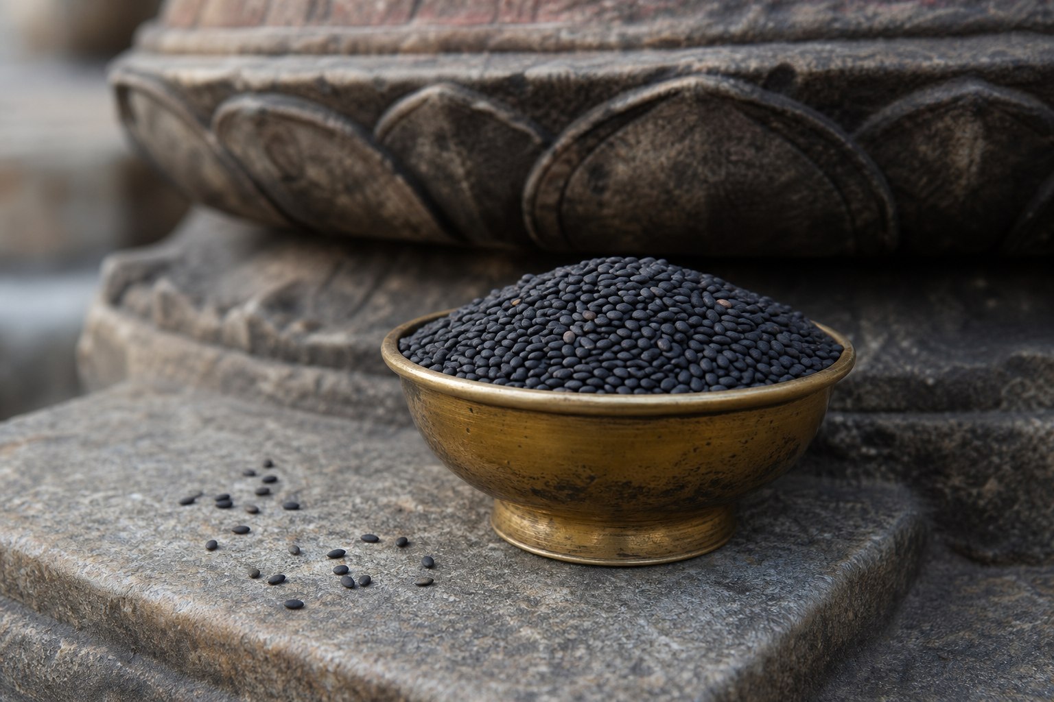 Black sesame prepared for puja