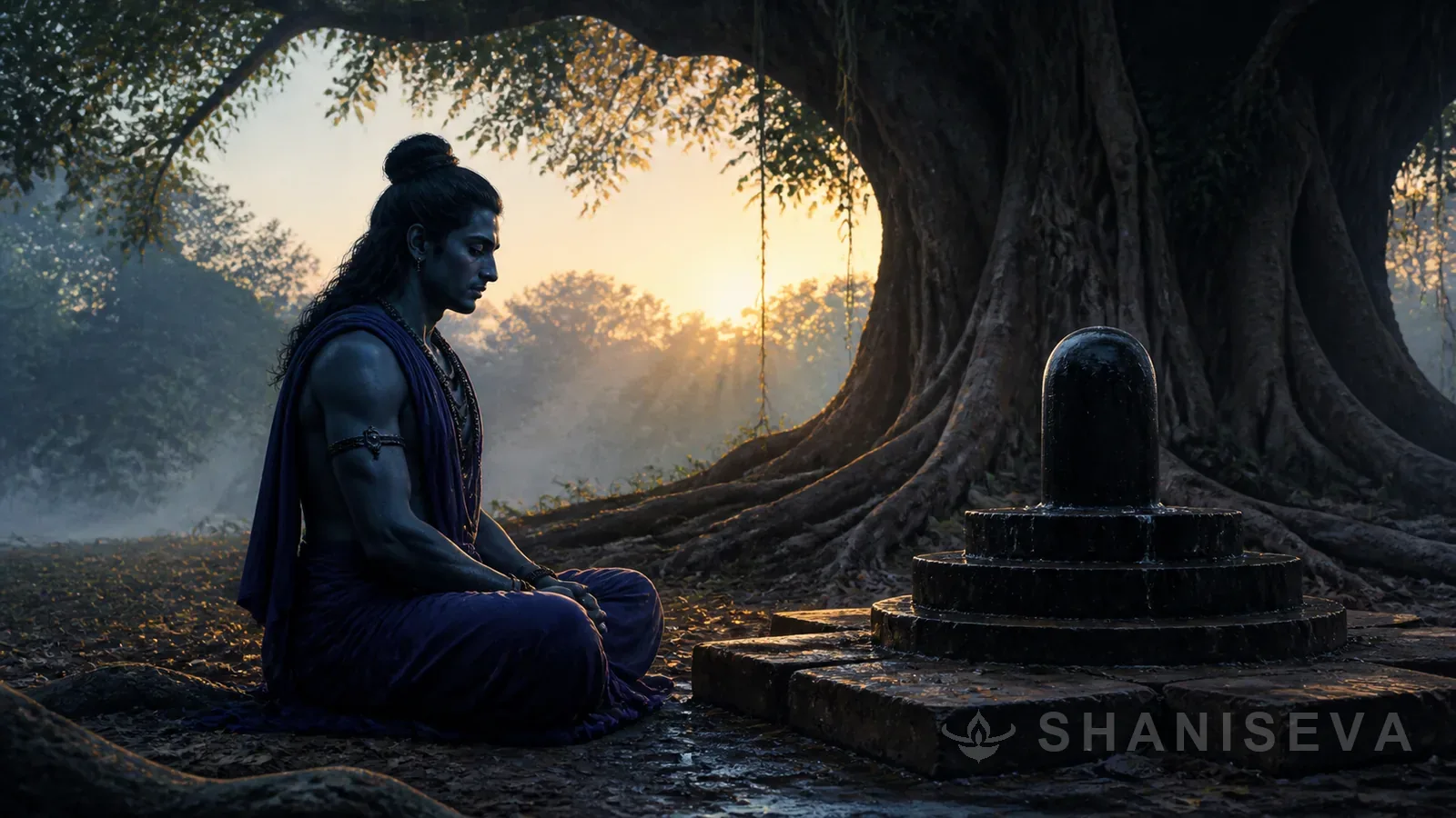 Shani Dev performs solitary tapas beneath a peepal tree