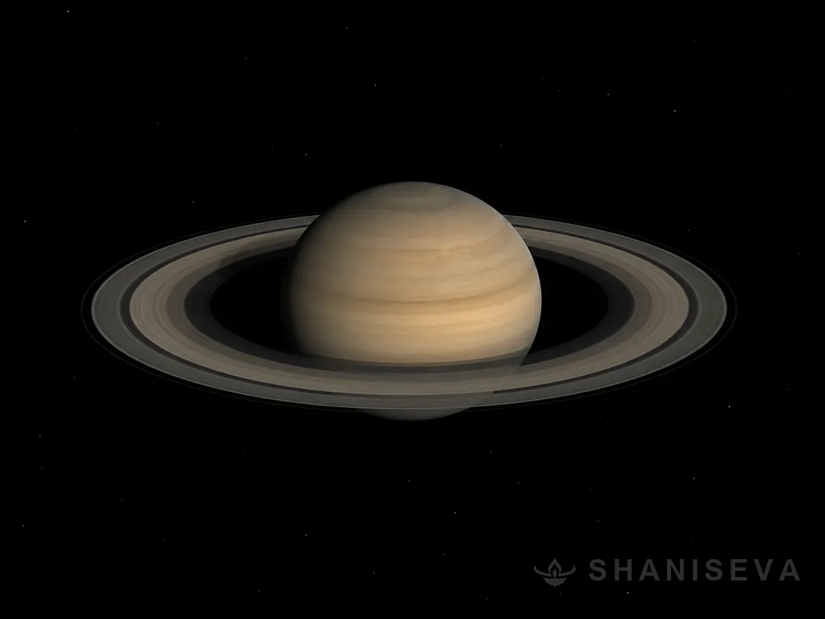 Saturn and its rings against black space